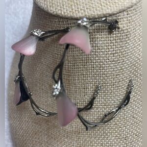 ISO Alexis Bittar gunmetal and pink hoop earrings
